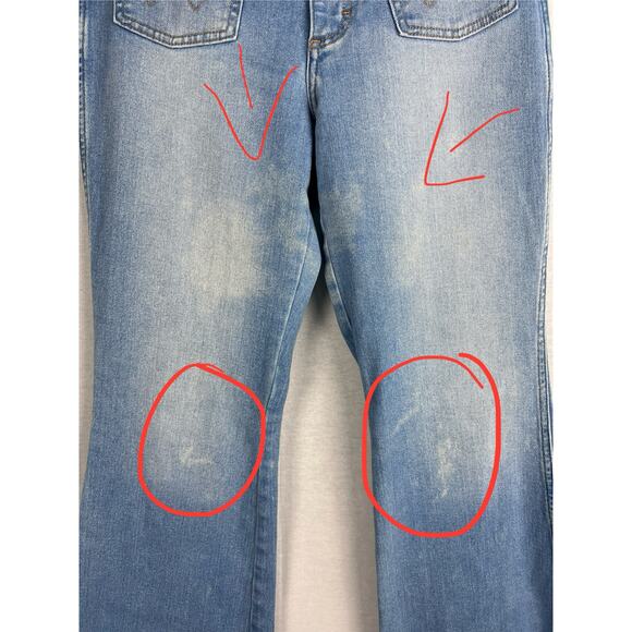 Wrangler Jeans Patch Pocket High Rise Flare Denim Western Cowgirl Rodeo Boho - Picture 5 of 8